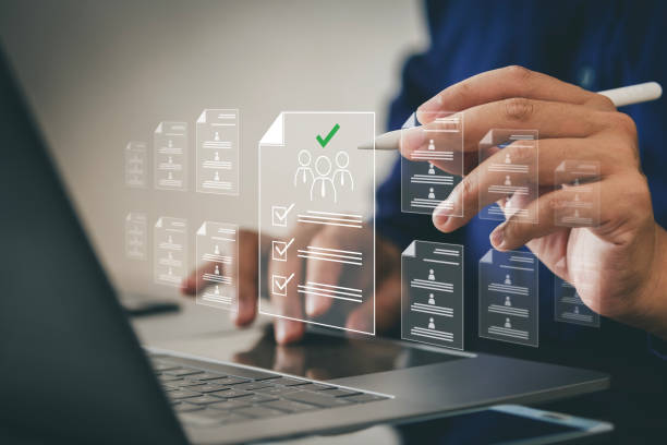 business people use computers to analyze the concept of pers