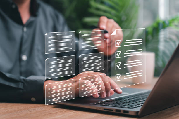 document management and checklist concept businessman use la
