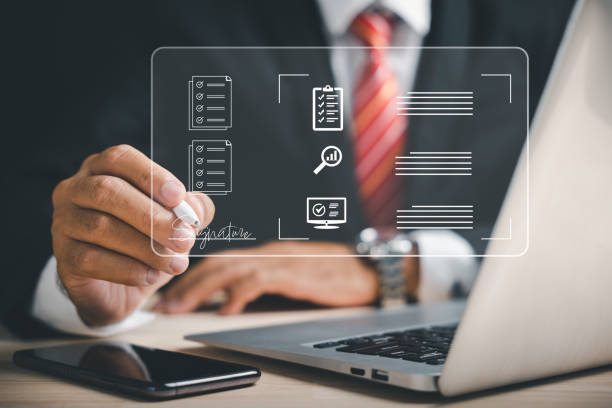 efficient document management businessman uses pen to sign e