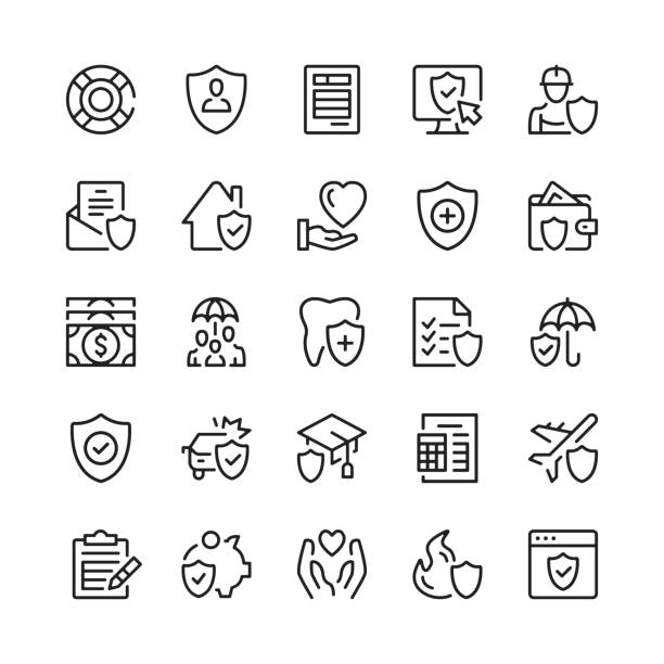 Insurance line icons. Outline symbols. Vector line icons set
